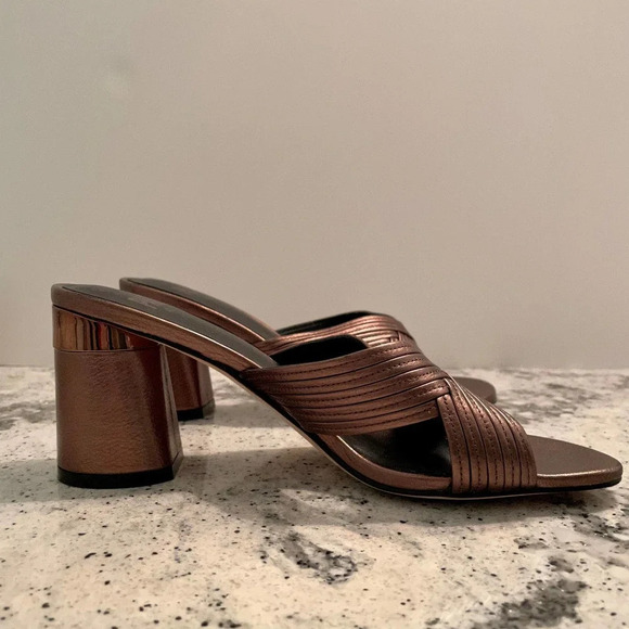 Paige Jone Bronze High Heel Slide Sandals Size 7.5 - Picture 4 of 8
